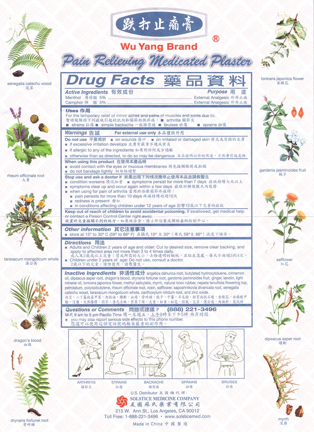 Pain Relieving Medicated Plaster 跌打止痛膏 UPC 049987014266 Indochina Ginseng 印支参茸